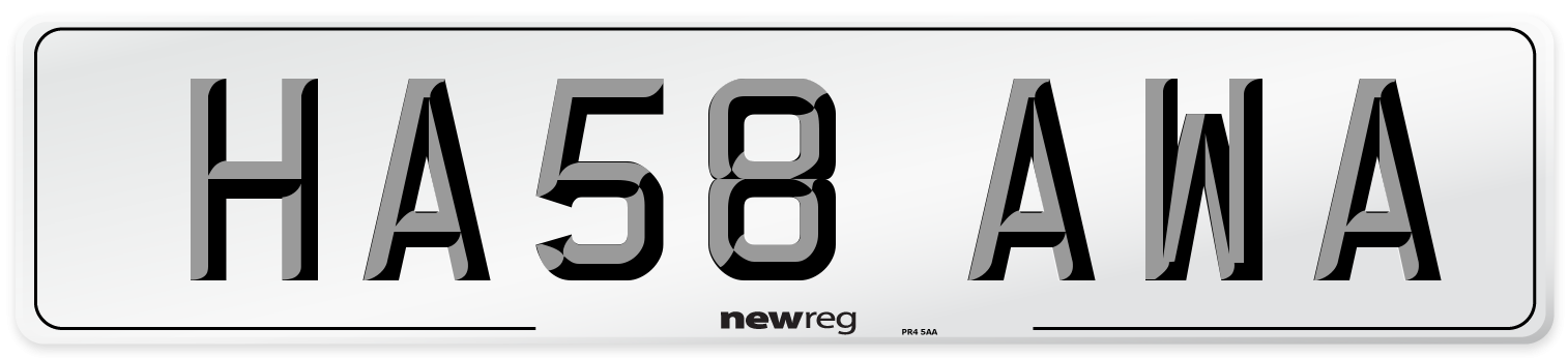 HA58 AWA Number Plate from New Reg